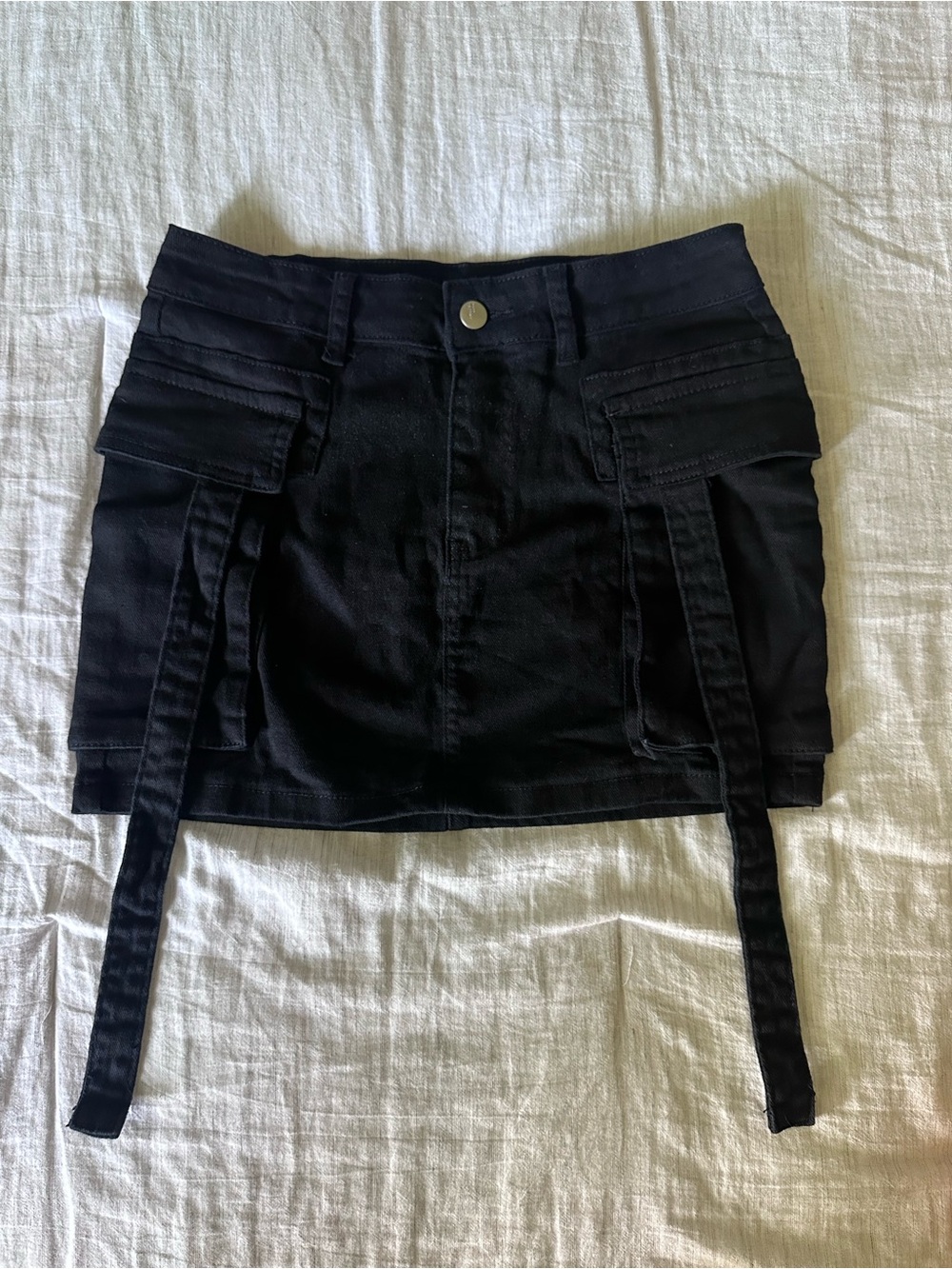 Black cargo skirt